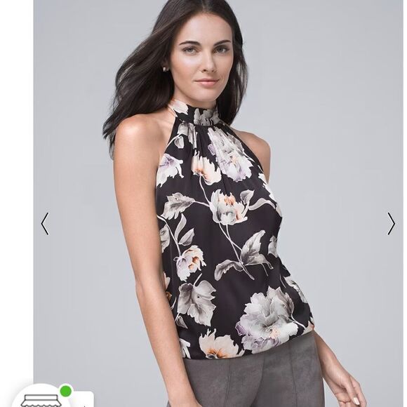 WHBM satin floral halter top with tie back size XXSP - Picture 1 of 11